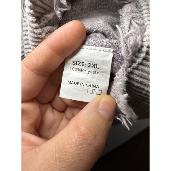 Colorblock Corduroy Hooded Shacket Oversized Distressed Hem Womens 2XL Boho - Picture 4 of 9